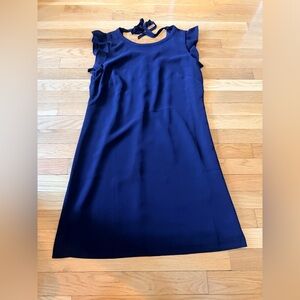 LOFT Navy Ruffle Sleeve Mini Dress